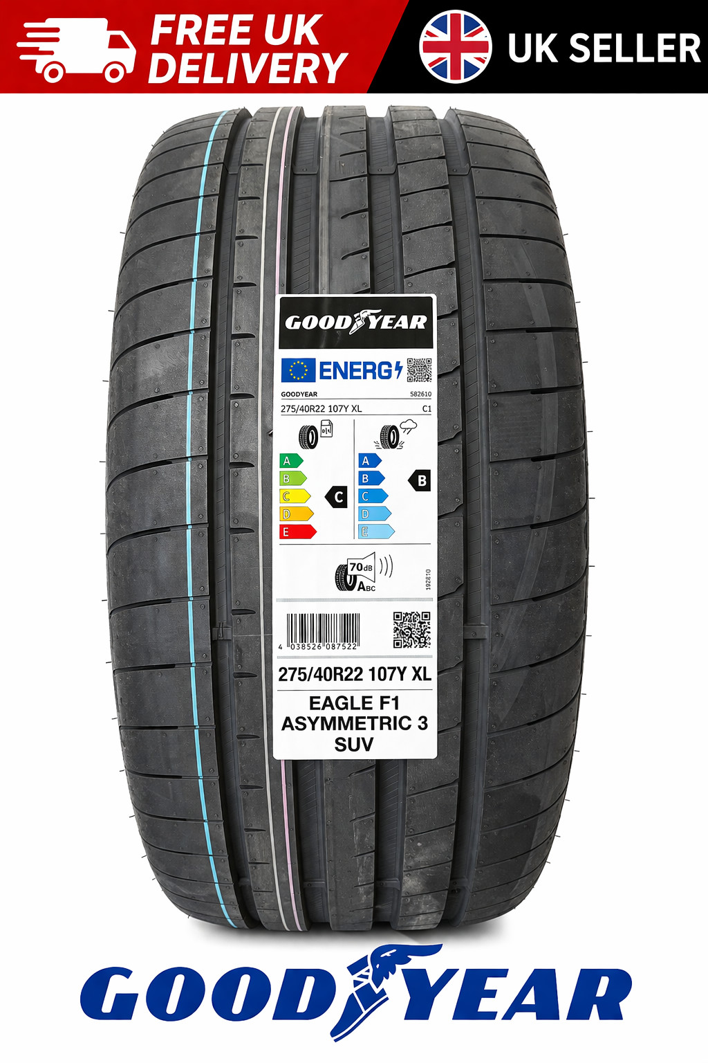 275/40R22 Goodyear Eagle F1 Asymmetric 3 SUV 107Y XL 275 40 22 2754022 - Old dot