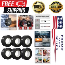 6-Pack Black Electrical Tape 0.75in x 66FT - Waterproof Flame Retardant