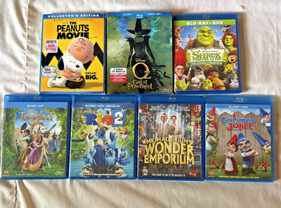 Kids/Family 7 Blu-rays - Peanuts, Oz, Shrek, Tangled, Gnomeo, Magorium, Rio