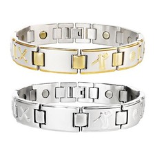 Golf High power mens magnetic Titanium bracelet 5000 gauss magnets Gold Silver