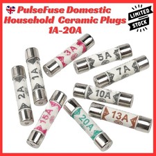 PulseFuse Domestic Household Plug Ceramic 1A 2A 3A 5A 7A 10A-20A Various Packs