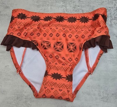 Moana M Swim Bottom Girls Fasen Orange Tan Bikini Ruffle Hawaii Ocean Disney