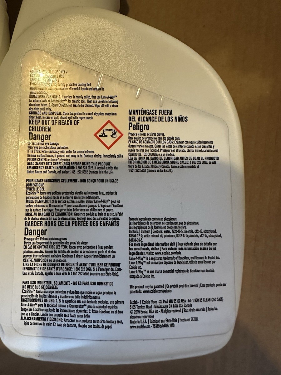 Partially Ecolab #6118440 EcoShine Water Based Stainless Partially Ecolab #6118440 EcoShine Water Based Stainless