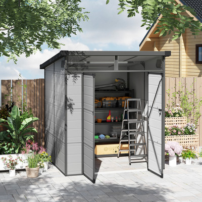 Outsunny Gerätehaus Kunststoff 3,24m³ 190x191x215cm Geräteschuppen mit Pultdach