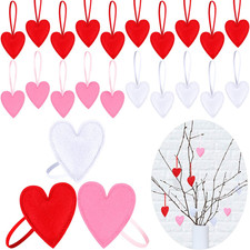 20 Pack Valentines Day Decorations Felt Heart Valentine Tree Ornaments Red Pink