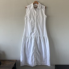 Cottage Eyelet Midi Dress Size Medium White Summer Modest Classic Feminine Boho