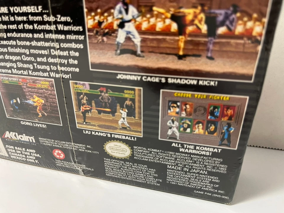 Mortal Kombat (Super Nintendo SNES) BRAND NEW - FACTORY SEALED - RARE - Image 3 of 4