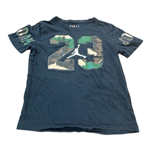 Jordan Boys Short Sleeve T-Shirt, Size Small 8-10, Black W/ Camo