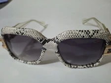 NIB Cazal Made in Germany Mod. 623 White Leather Snakeskin Print Sunglasses