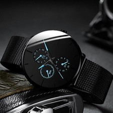 Orologi Uomo Quarzo Casual Slim Mesh Acciaio Impermeabile Sport