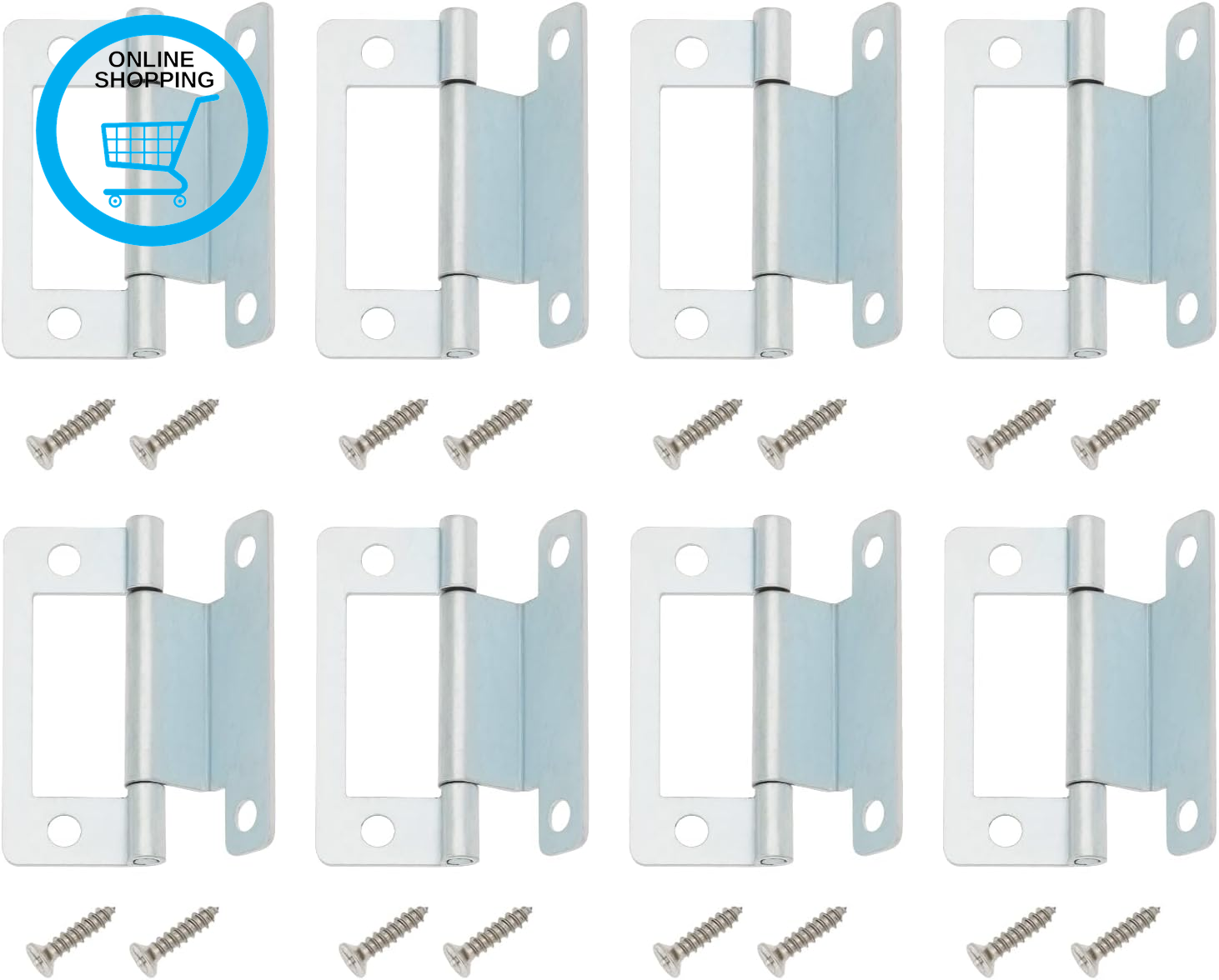 8Pcs Cranked Flush Hinge 50Mm Door Mechanical Hinges Furniture Hardware for 15-1
