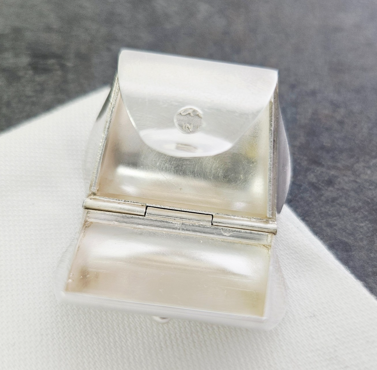 Vintage Gucci Italy Sterling Silver Miniature Purse Bag Pill Box