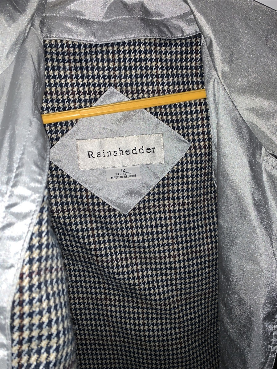 Rain Shredder Vintage Metallic Black Double Breasted Hooded Trench  