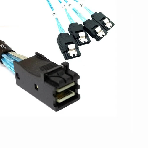 Mini SAS SFF-8643 to 4 SATA 7pin hard disk 6Gbps data Server Raid Cable 1米- - Picture 3 of 5