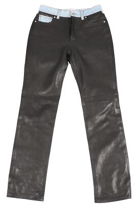 HALFBOY BLACK LEATHER STRAIGHT LEG PANTS SMALL