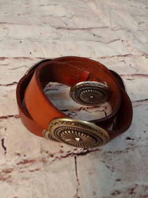 New Lauren Ralph Lauren Brown Leather Adjustable Concho Belt Ralph Lauren - Brown Casted Concho Belt | Mitchell Stores main image 3