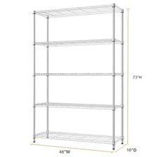 5 Tier Heavy Duty Storage Shelves Wire Rack Industrial Shelving Units Garage 70"