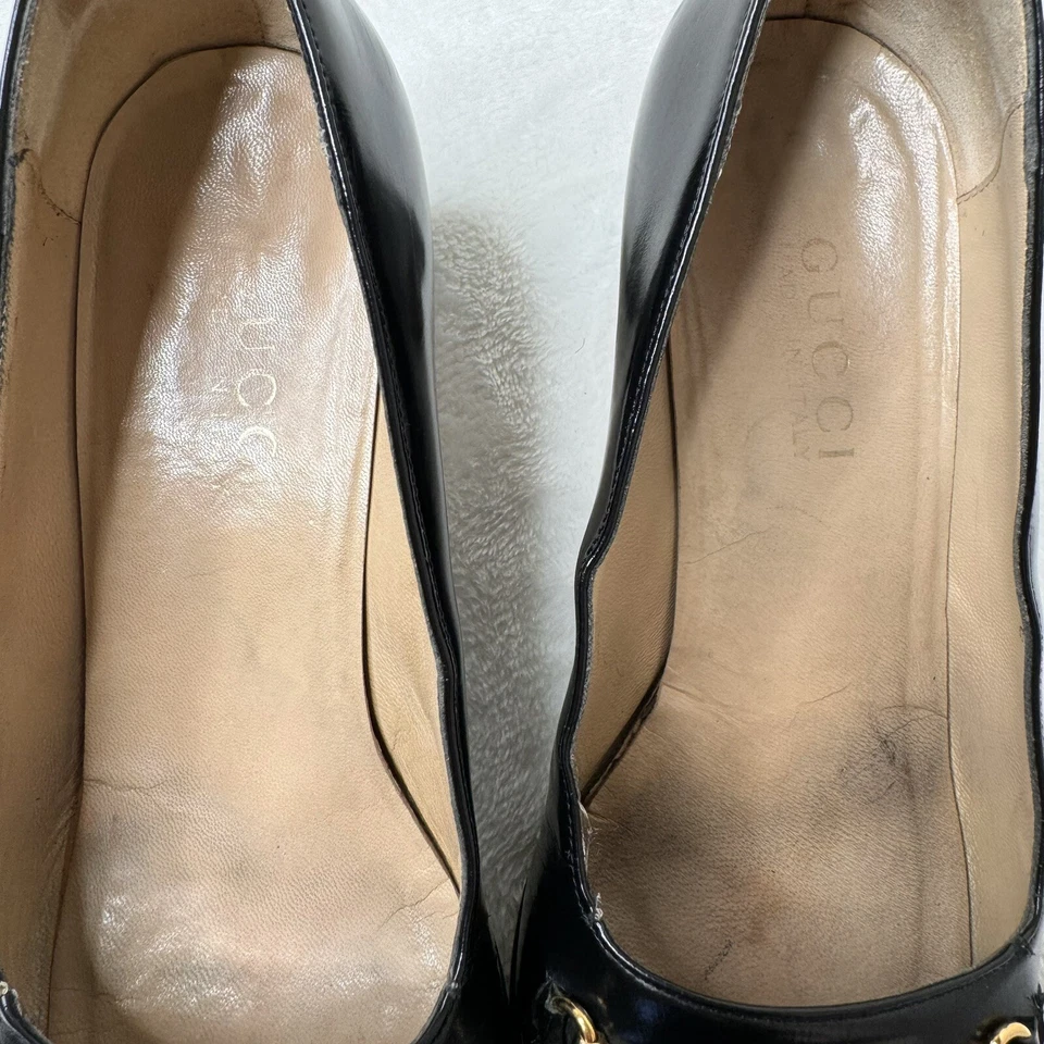 Gucci Vintage Womens Horsebit Pumps Black Leather Size 36 Classic Block Heel - Image 3 of 4