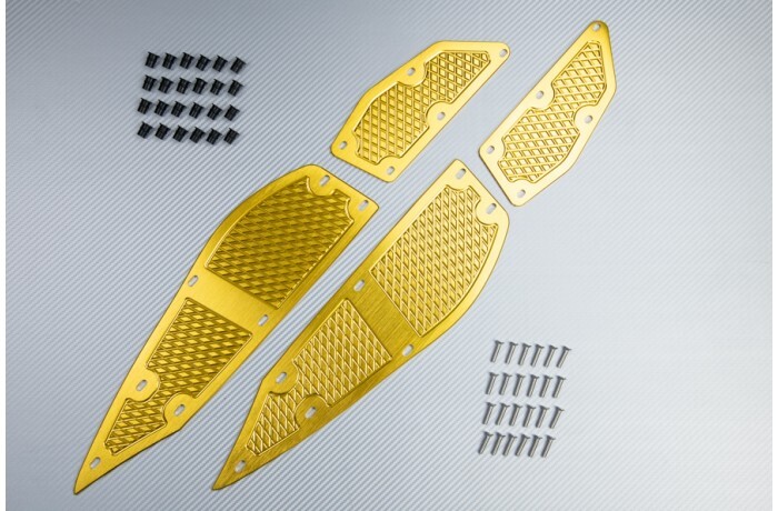 Repose-pieds avant et arrière en alu doré pour scooter Yamaha XMAX 125 et 300