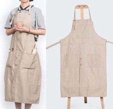 Women Men Pottery Apron Split Leg Waterproof Canvas Ceramics Apron F3