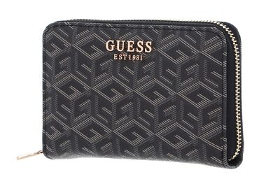 GUESS Laurel SLG Zip Around Wallet Geldbörse Charcoal Logo schwarz grau Neu