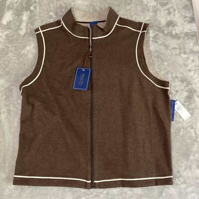 Wilkins Bros. Full Zipper Sweater Vest Best Mens 2XL Brown & Oatmeal Reversible