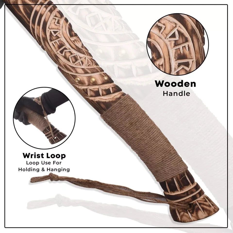 Custom Handmade Viking Axe Carbon Hatchet, Steel Axe, Bearded Axe - Image 2 of 4