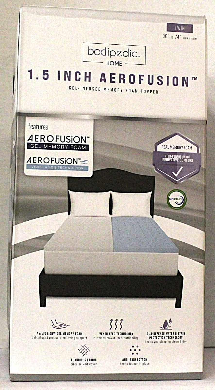 Bodi Pedic Home 1.5 Inch Aerofusion Gel-Infused Memory Foam Topper (Twin)