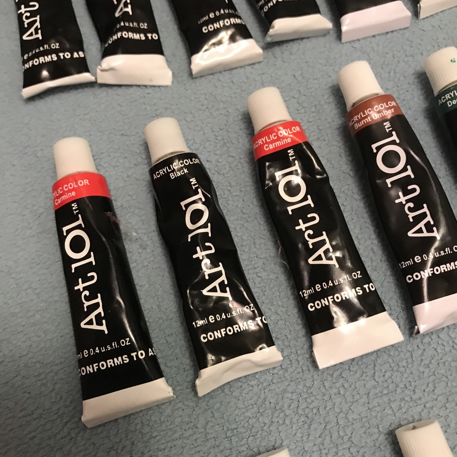 Art 101 Deluxe Artist Set Lot Acrylic, Oil & Water Paints 12ml. Read Details.