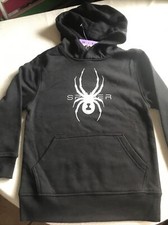 NWT SPYDER Boy  s Youth Fleece Pullover Hoodie XS 5/6 Black