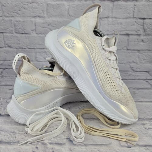 Under Armour Curry Flow 8 Beige Men Sz 10 Basketball Shoe Lightweight Extra Lace