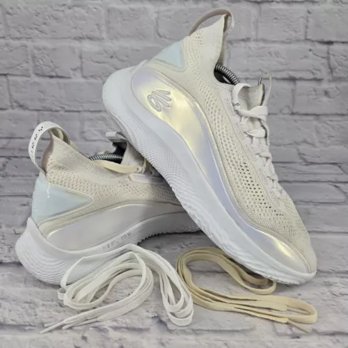 Under Armour Curry Flow 8 Beige Men Sz 10 Basketball Shoe Lightweight Extra Lace