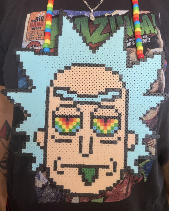 NEW Rick Custom Perler Necklace EDM EDC Fest Rave Dance Kandi
