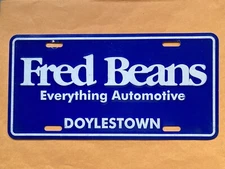 FRED BEANS AUTO DEALER DOYLESTOWN PA License Plate SALES CHEVY FORD SUBARU JEEP