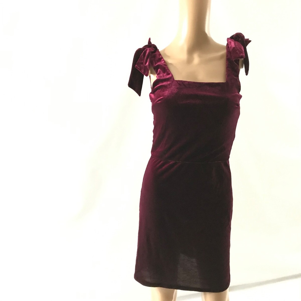 aqua red velvet dress Aqua Women's Velvet Bow Strap Mini Party Dress Size M Red Sleeveless  WO-6966 New