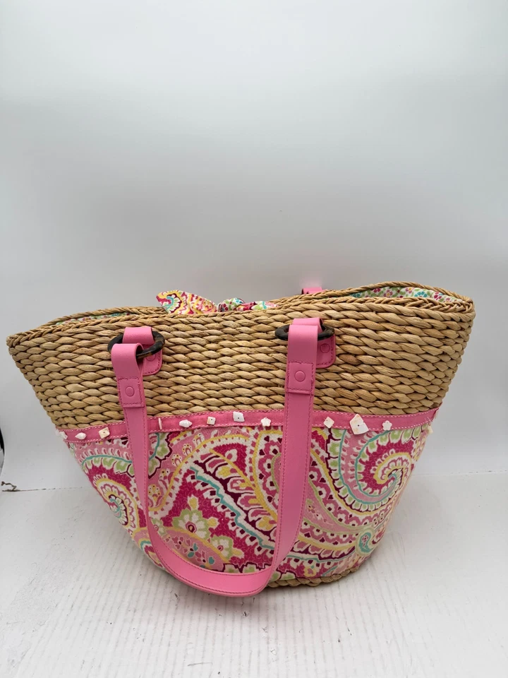 Bolso de Mano Vera Bradley Mujer Rosa Tostado Estampado Cinta Borde Pastos Marinos Playa Bolso de Mano Foto 3 de 4