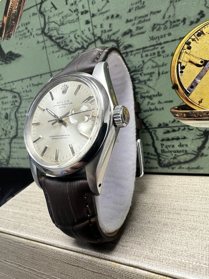 Mens Rolex Oyster Perpetual Date Stainless Steel Silver Dial 34mm Watch - Image 4 of 4