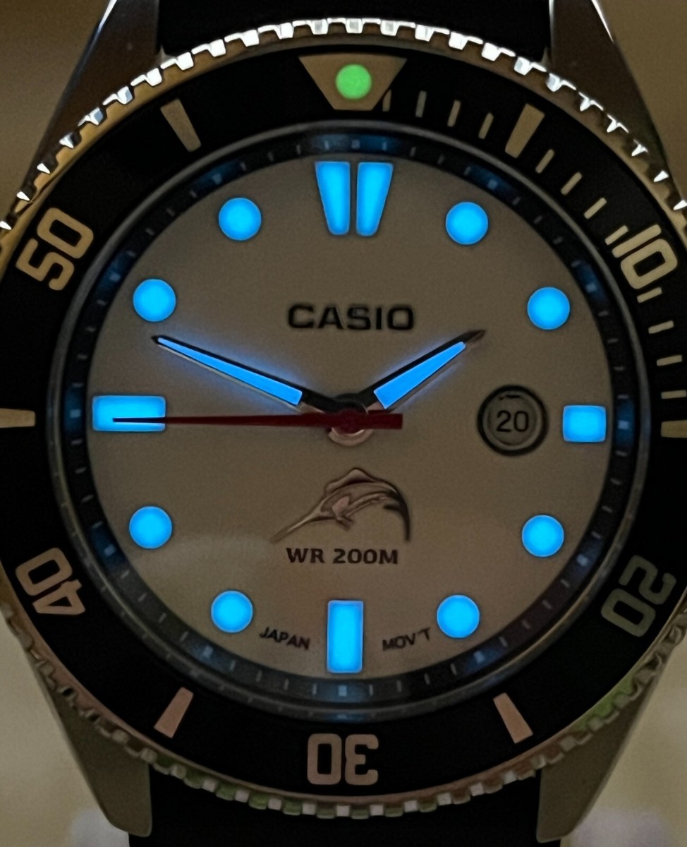 NEW Watch Casio Duro MDV-106- BEST MOD White Dial Blue Lume