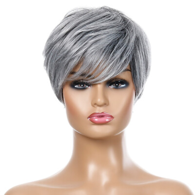 Short Curly Hair Wigs for Women Pixie Cut Wigs Fashion Grey Wigs Cosplay Party