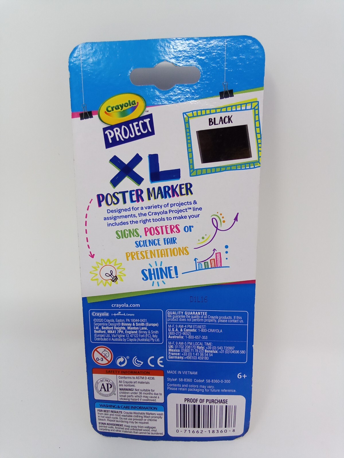 5 x Crayola Project: XL Poster Marker, Black Single ct, Multi (58-8360)