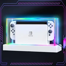 Nintendo Switch/OLED Anti-Scratch Slim Dock Case  with 16 LED Colors Light Base