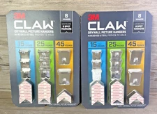 3M Claw Drywall Picture Hangers Set 8-Pack Steel 15/25/45 LB Bundle