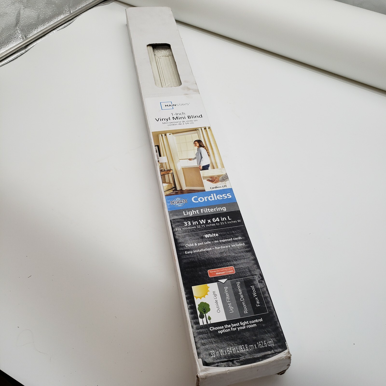 Mainstay Cordless Window Mini Blinds 1" Slats White Vinyl Blind eBay