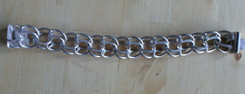 HEAVY 60 GRAM VINTAGE BISMARK 830 STERLING "V7 1923" BRACELET 19,8CM,2,2CM WIDE - Bild 2 von 3