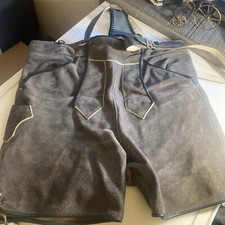 VTG German Lederhosen Size 46 Gray Suede Oktoberfest PLUS Boy s 3brbb