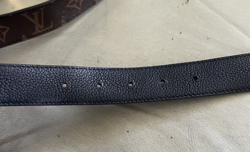 Women’s LOUIS VUITTON LV Gold Buckle Monogram Reversible Belt 80/32