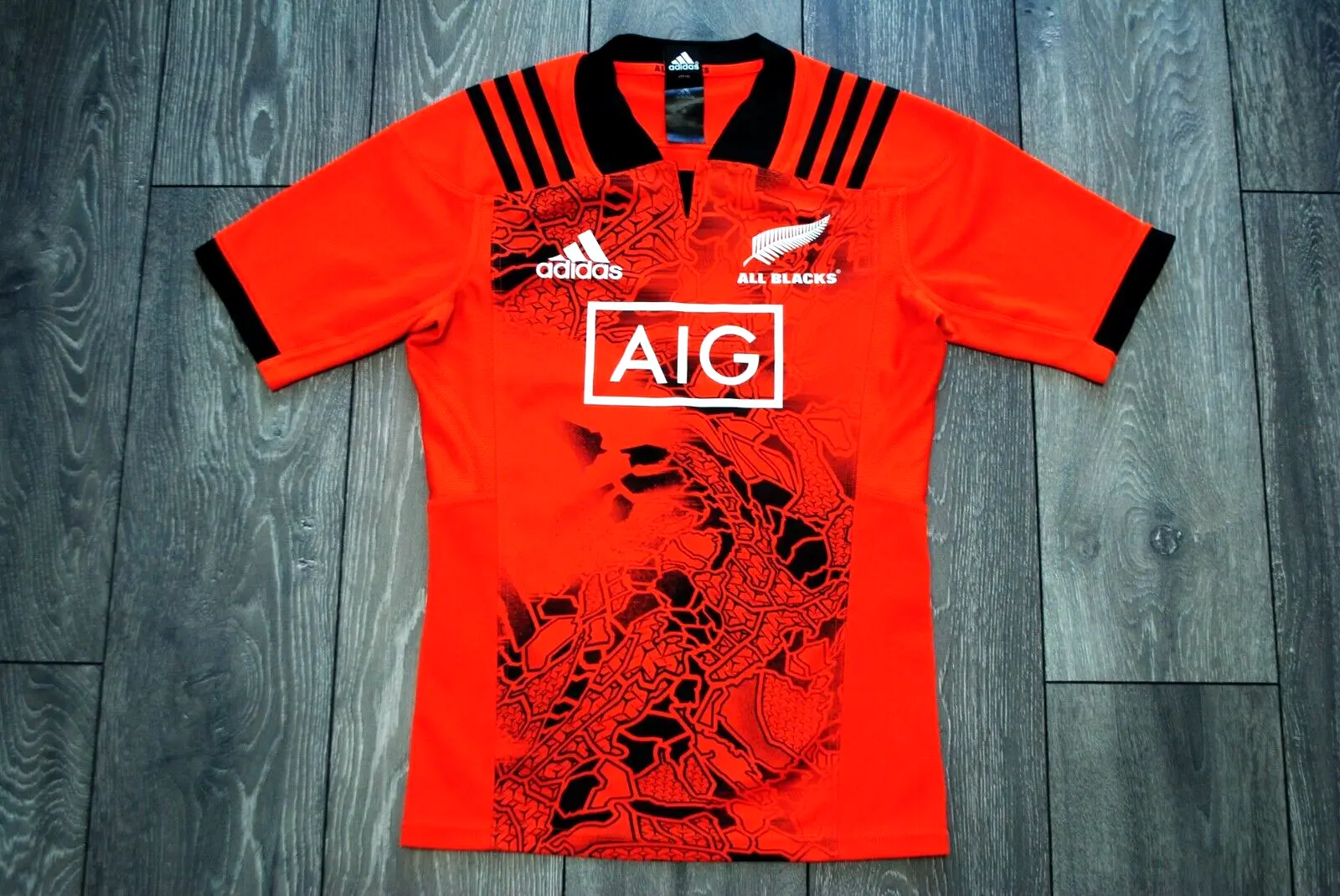 ALL BLACKS NEW ZEALAND 2017 TRAINING RUGBY UNION SHIRT JERSEY RED ADIDAS MEN’S S