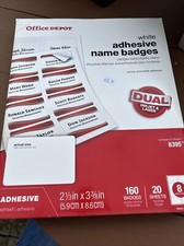 white adhesive name badge office depot 108-549