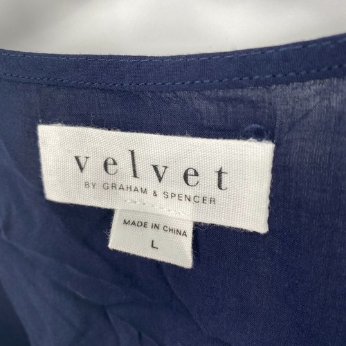 Velvet by Graham & Spencer NWT Adali Wrap Blouse Sleeveless Snap V Neck Navy L - Picture 7 of 7
