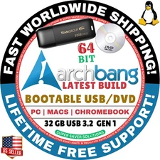 ArchBang Linux OS BOOT USB/VD Simple Lightweight Elegant 64-Bit Fast Shipping
